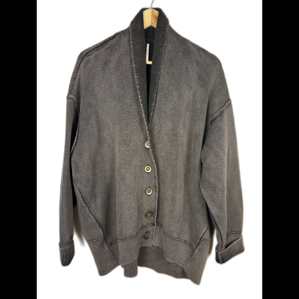 Free People 100% Cotton Gray Shawl Collar Button Dolman Cardigan Sweater Small